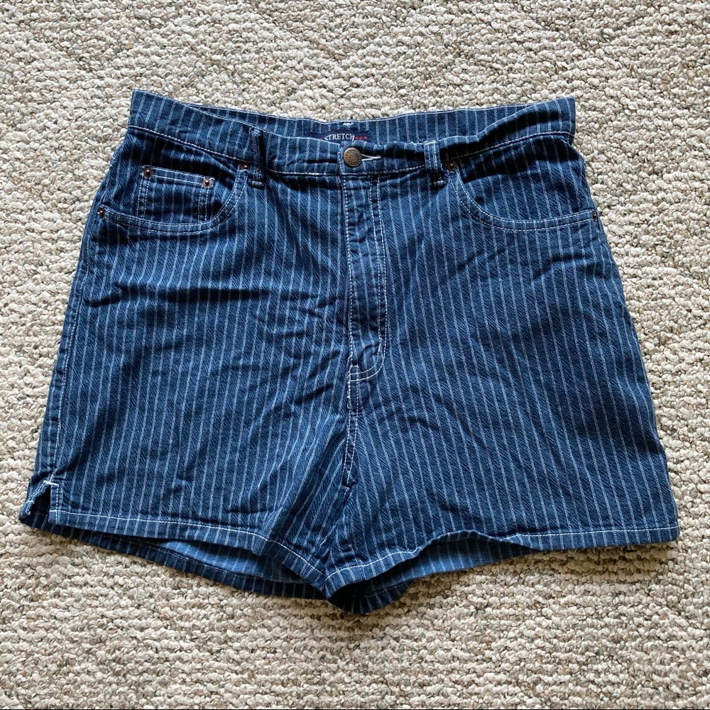 Bill Blass Jeans Striped Blue Denim Shorts 12